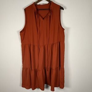 Kirundo Tank Dress Ruffle Hem‎ Burnt Orange Size  XXL